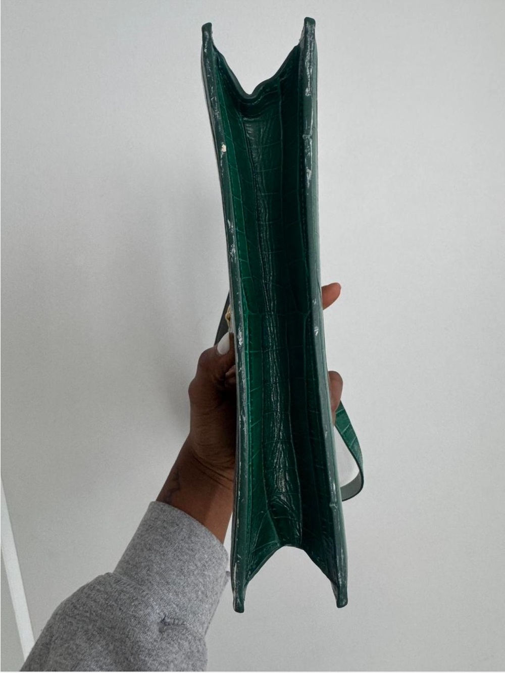 Authentic! Songmont! Green Croc-Embossed Leather Shoulder Bag - Picture 6 of 7